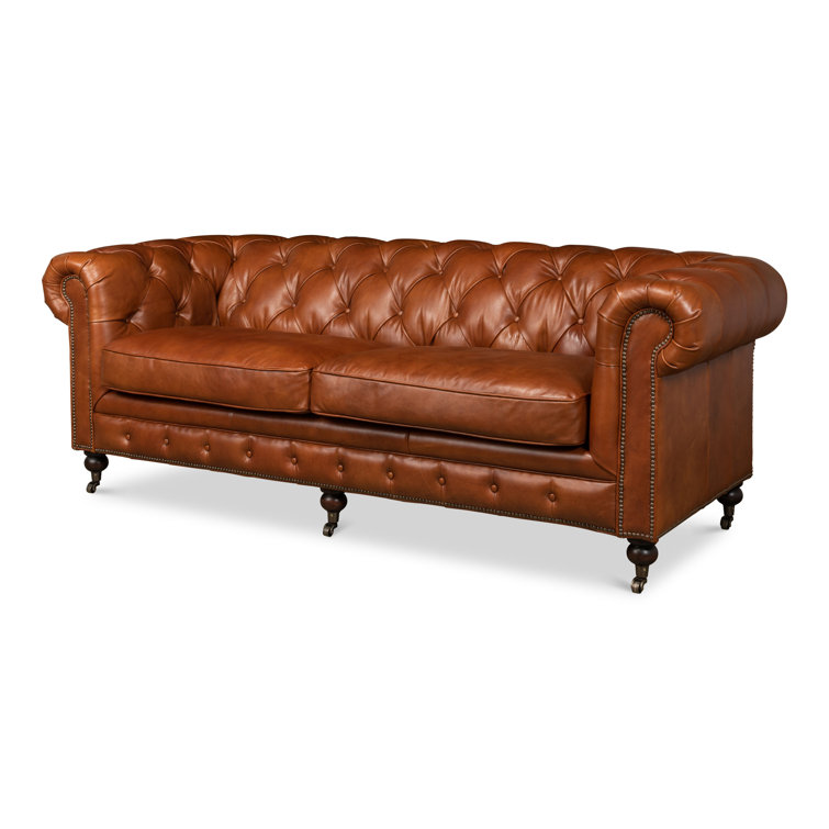 Charlton Home® Carola 89'' Leather Sofa | Wayfair